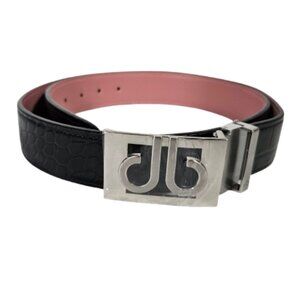 druh Black Db Icon Crocodile Embossed Golf Belt Men's 40 Silver Thru Buckle NWOT